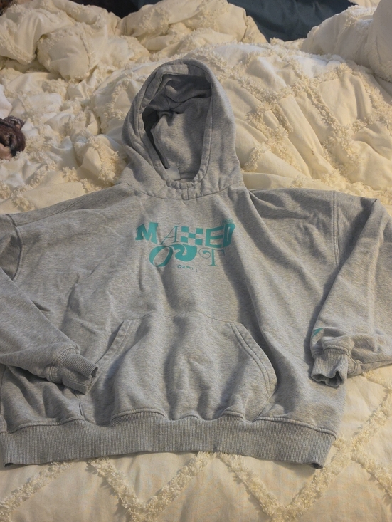 Gymshark Tops - Gymshark Gray Hoodie with Teal Graphic